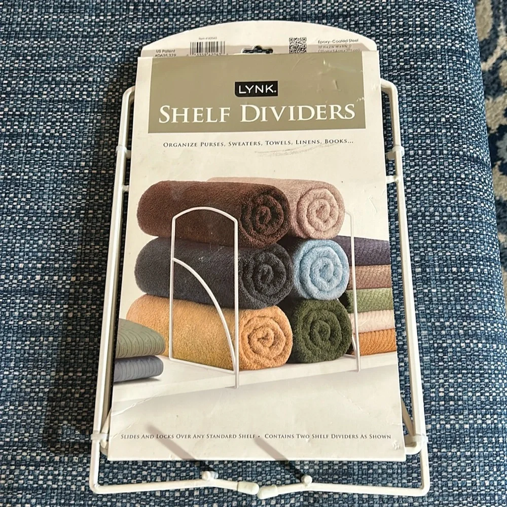 Lynk Shelf Dividers - Closet Shelf Organizer (Set of 2) - White NWT